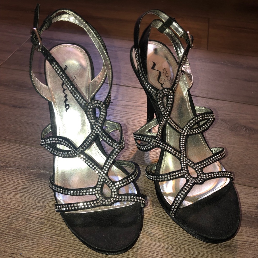 Black and Silver heels, Size 8